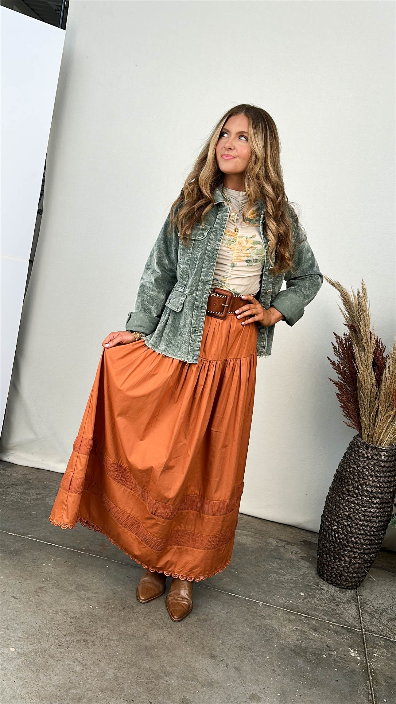 Boho Charm Tiered Midi Skirt