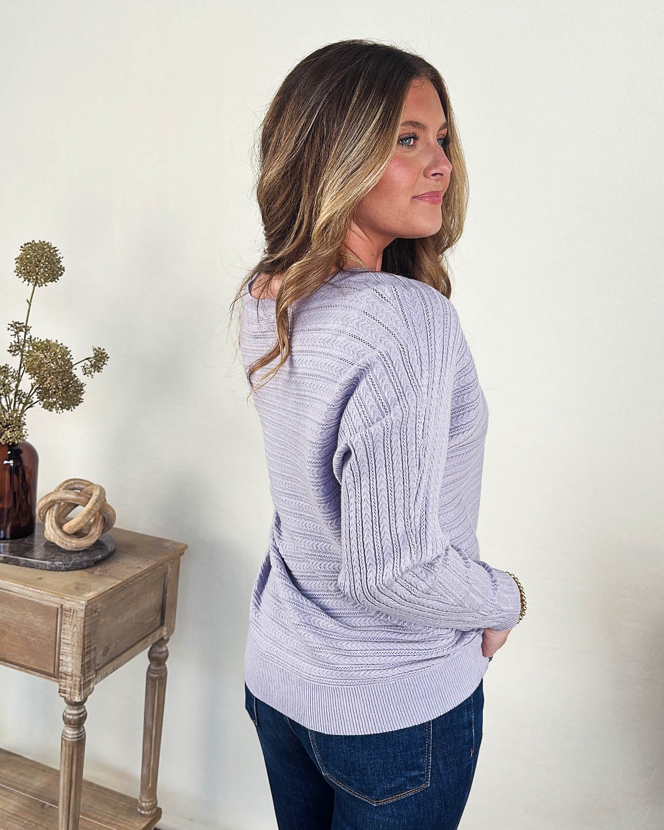Charmaine Pointelle Knit Dolman Sweater