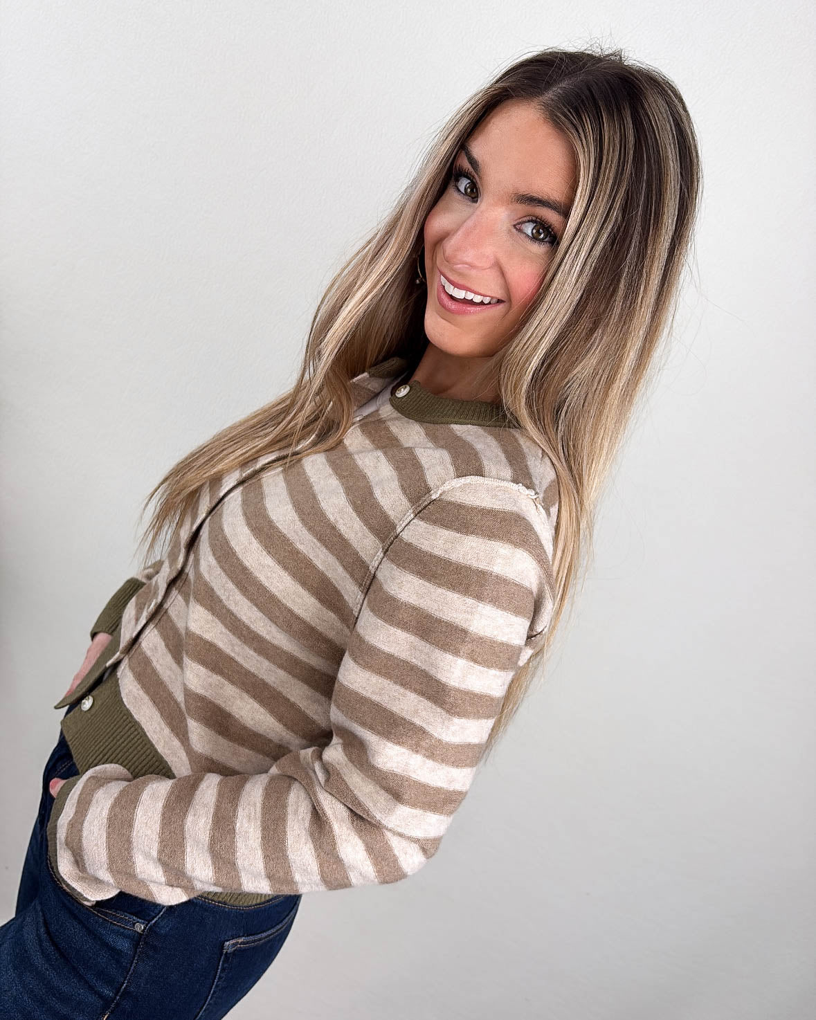 Helena Striped Sweater Cardigan