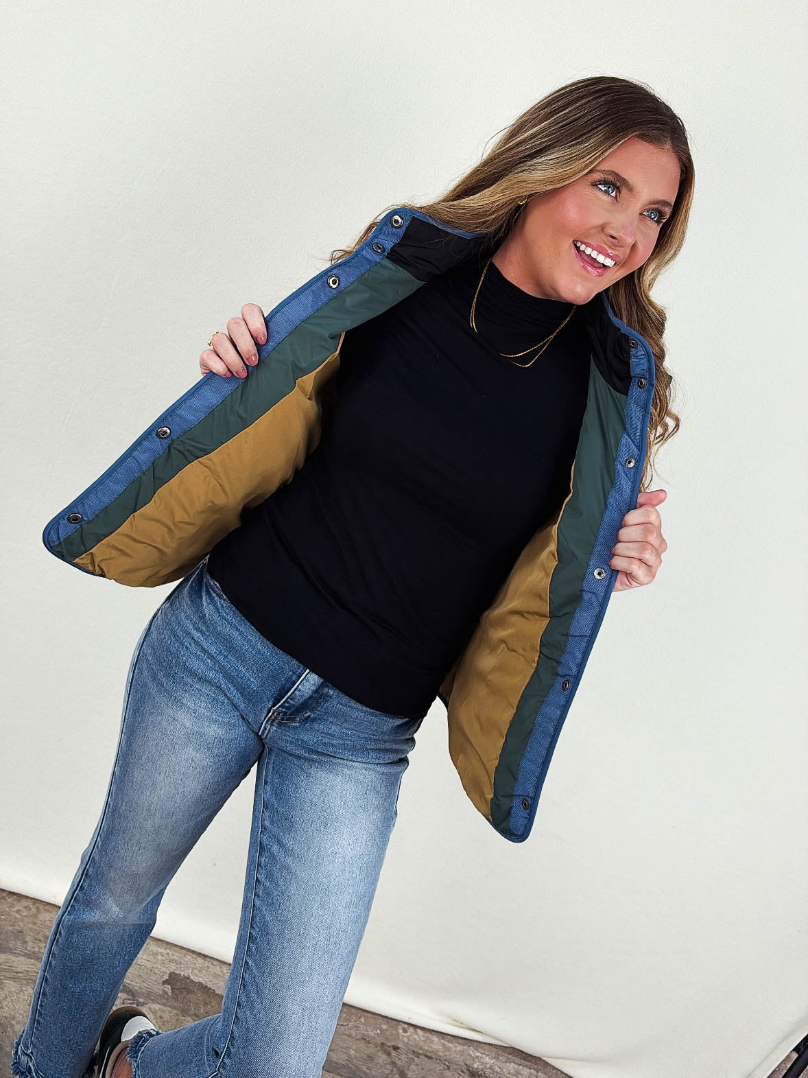 On The Horizon Quilted Color Block Vest