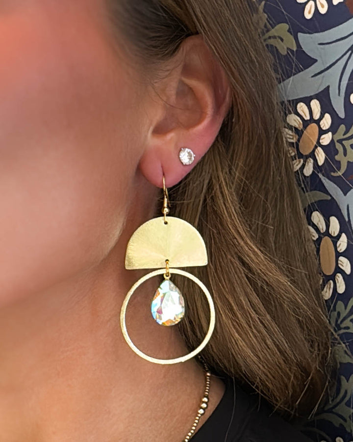 Make A Statement CZ Charm Geo Dangle Earrings