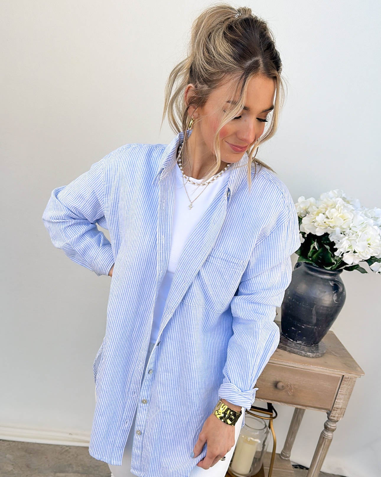 Portside Linen Pinstriped Shirt