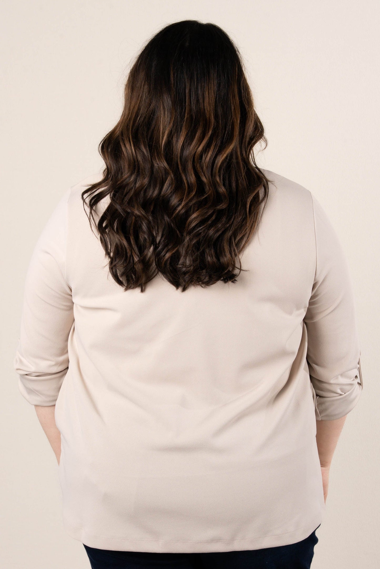 Open Front Tab Sleeve Blazer