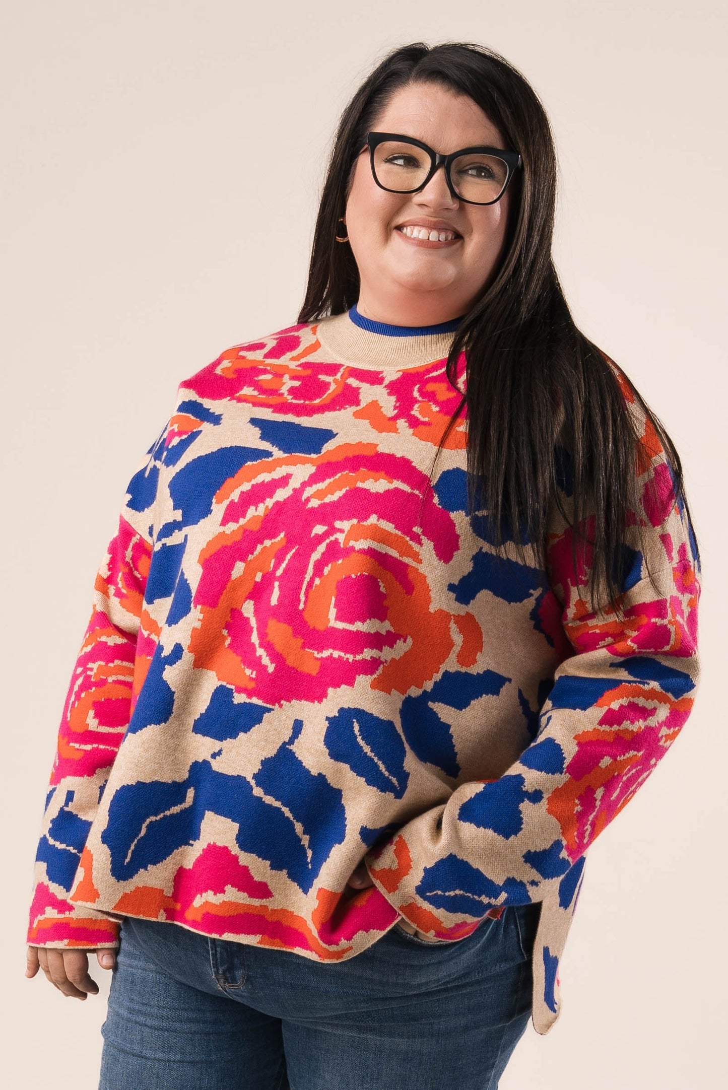 Floral Mock Neck Sweater *Final Sale*