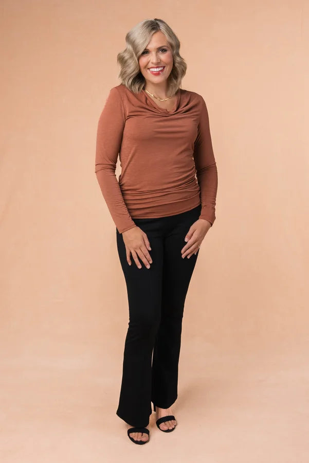 Draped Neck Ruched Side Top *Final Sale*