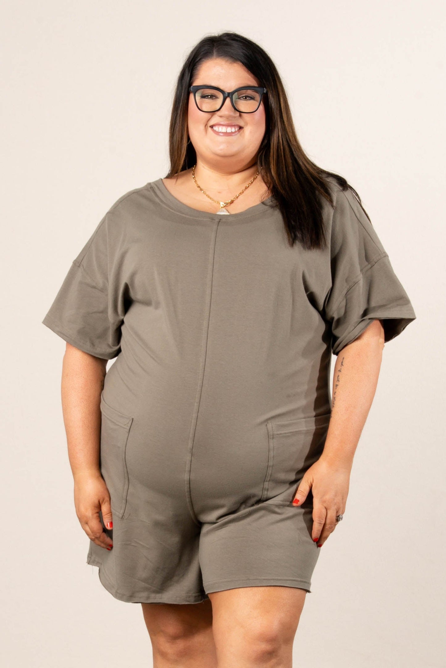 Reversible T-Shirt Romper in Olive *Final Sale*