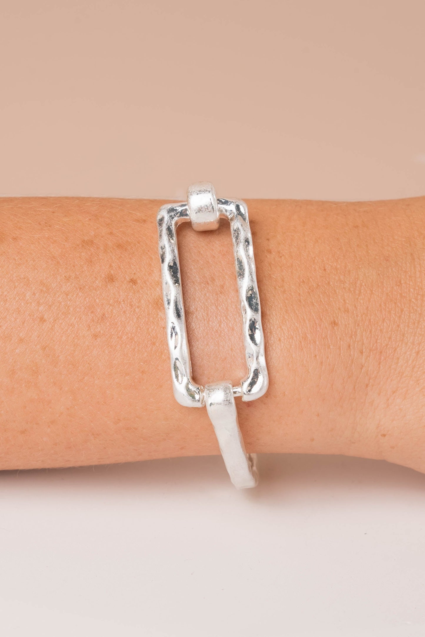 Hammered Rectangle Hinged Bracelet