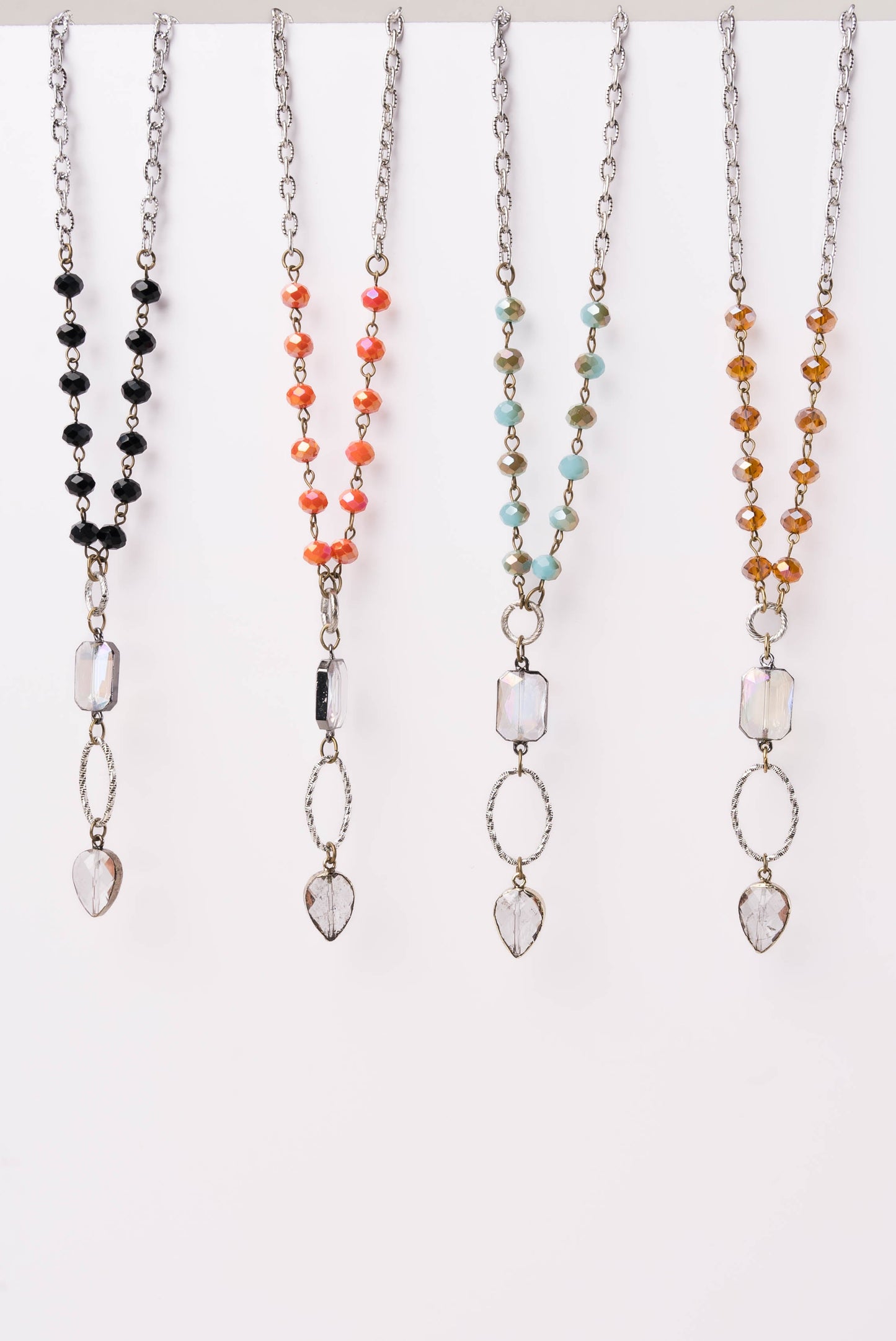 Glass Bead + Charm Dangle Necklace