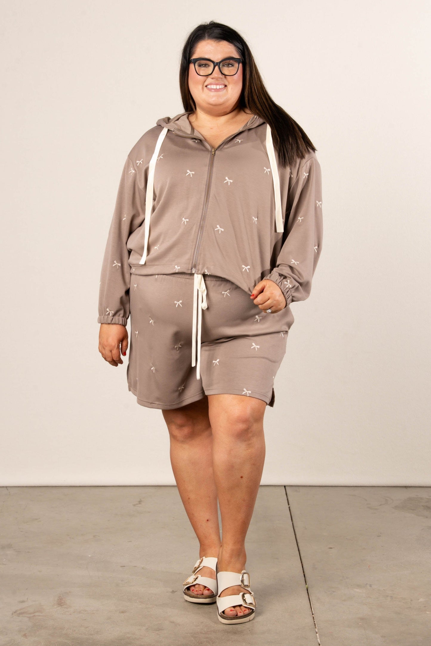 Bow Embroidered Jacket + Shorts Set