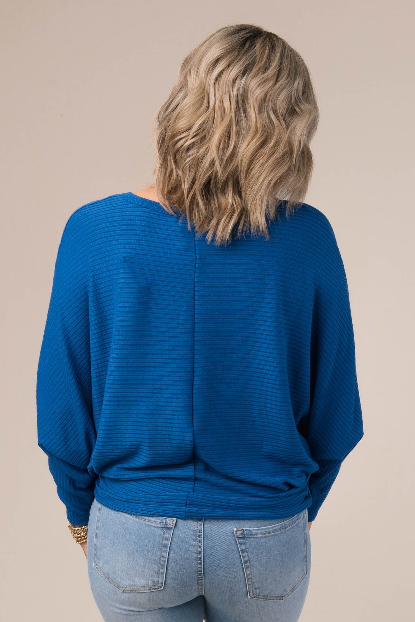 Brushed Ribbed Batwing Top