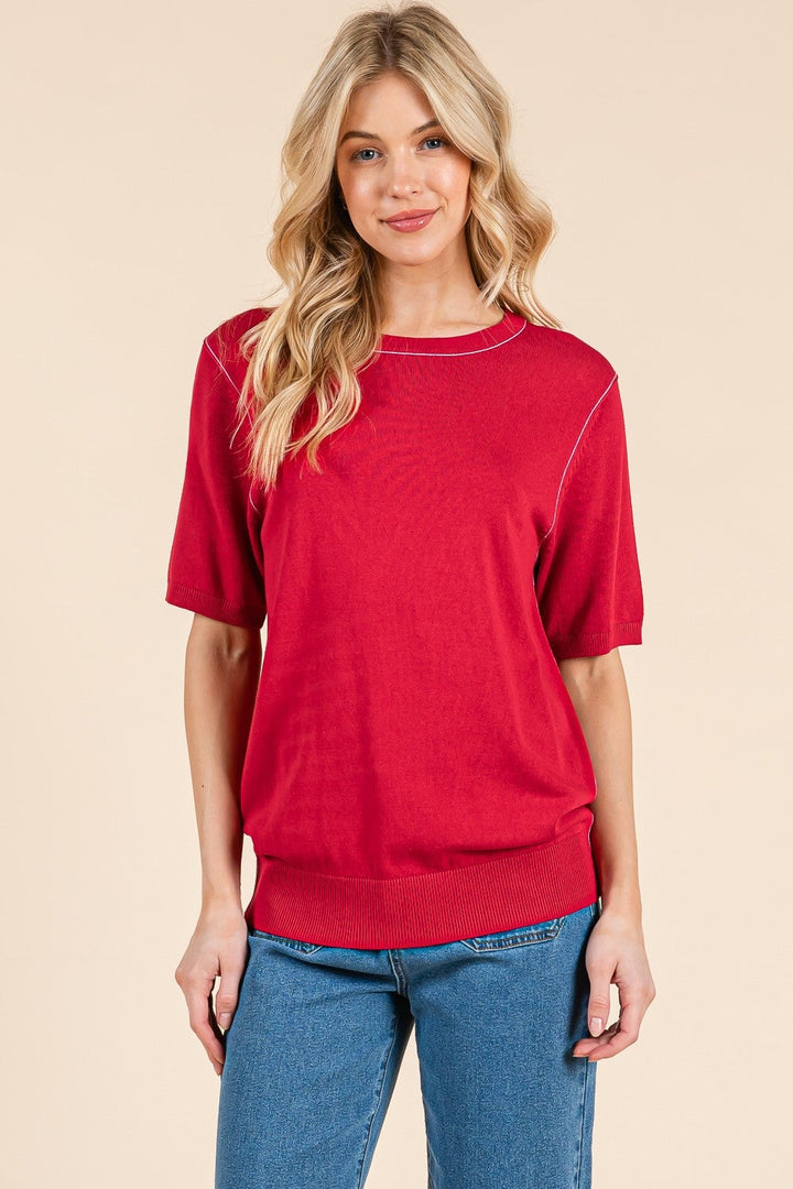 Lightweight Contrast Seam Sweater