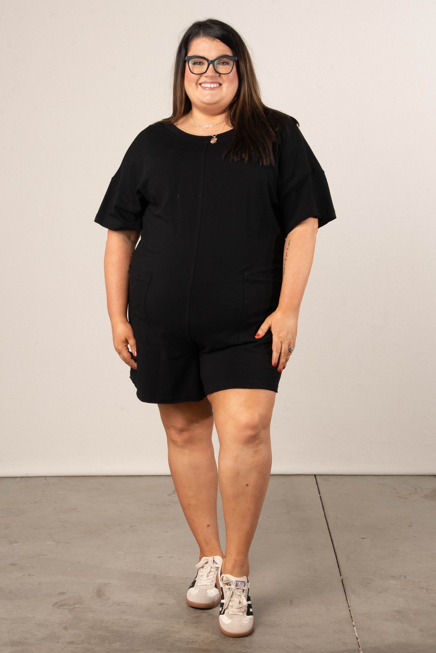 Reversible T-Shirt Romper in Black