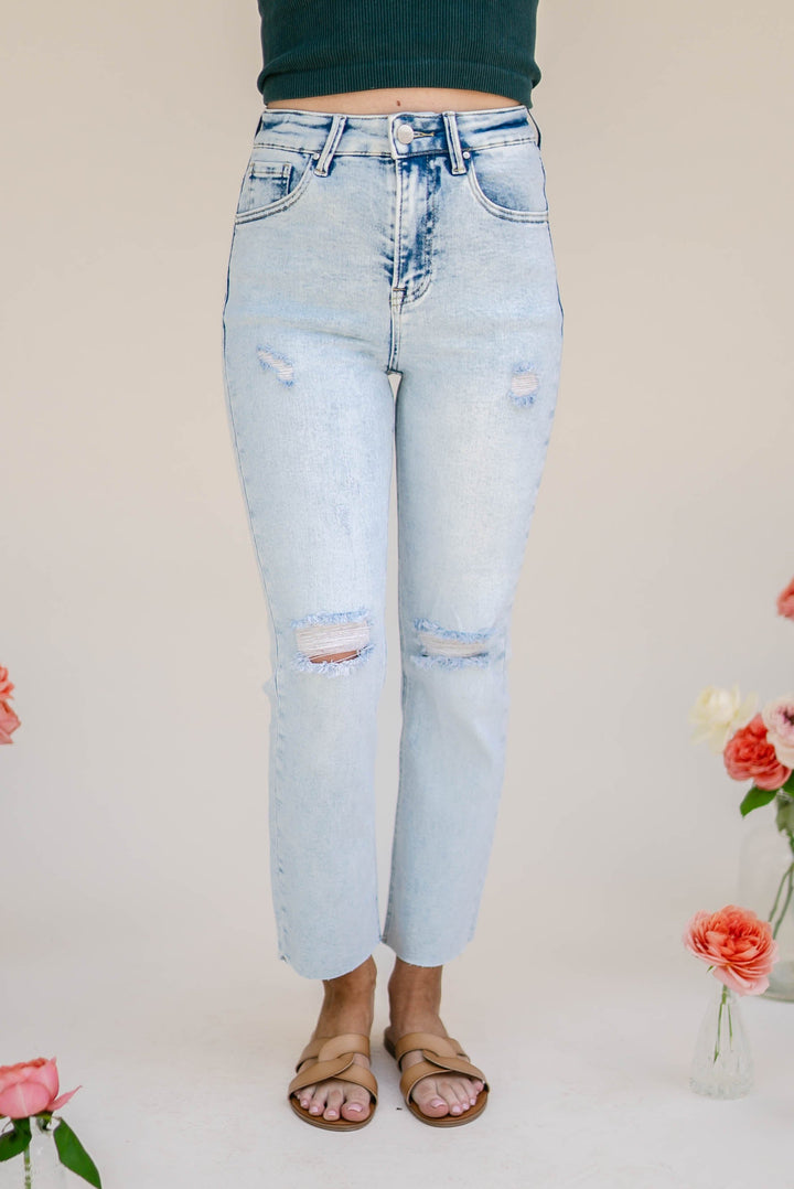 Risen Denim | Isla High Rise Crop Straight Leg Jeans