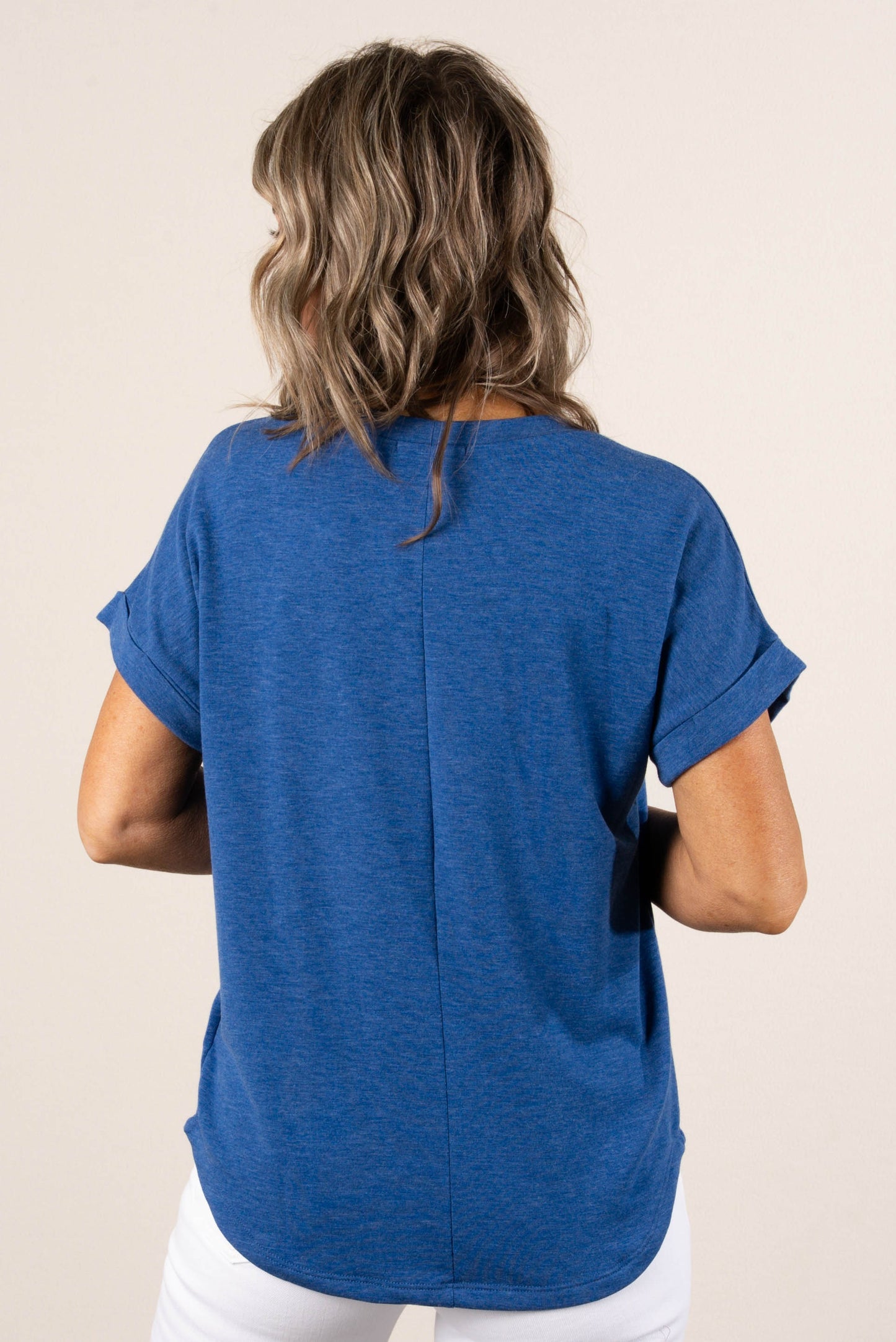 Slub Knit Cuffed Sleeve Top
