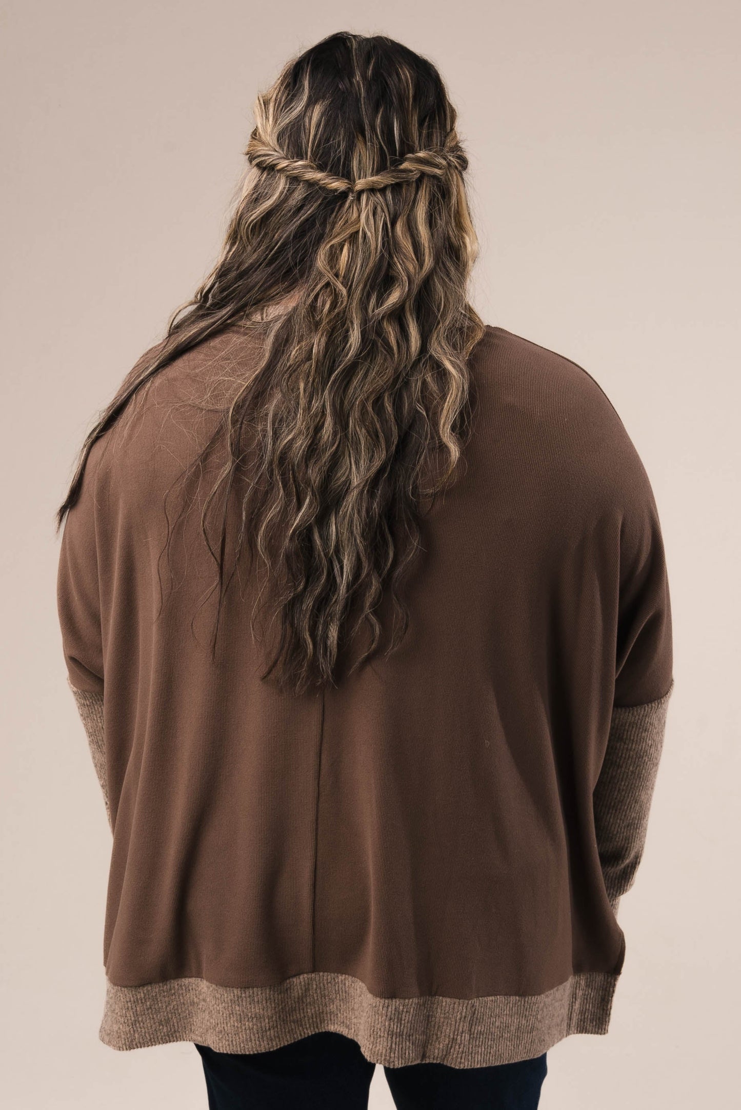 Mixed Knit Thumbhole Cuff Top *Final Sale*