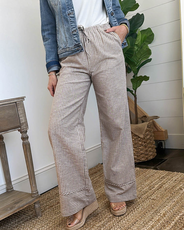 Salt Air Linen Drawstring Wide Leg Pants