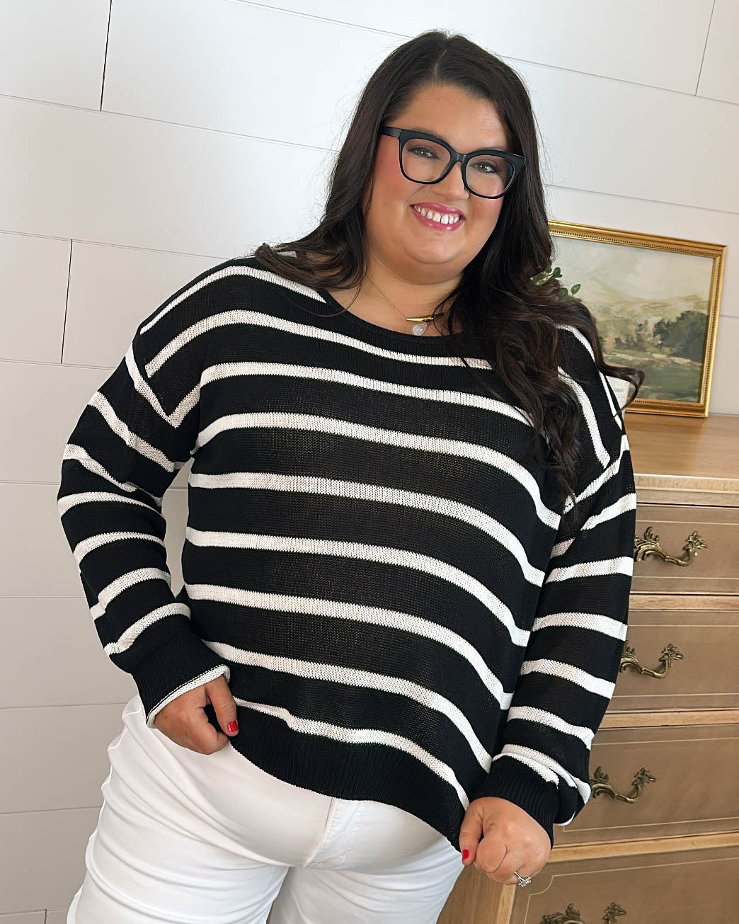 Safe Harbour Striped Slub Knit Sweater