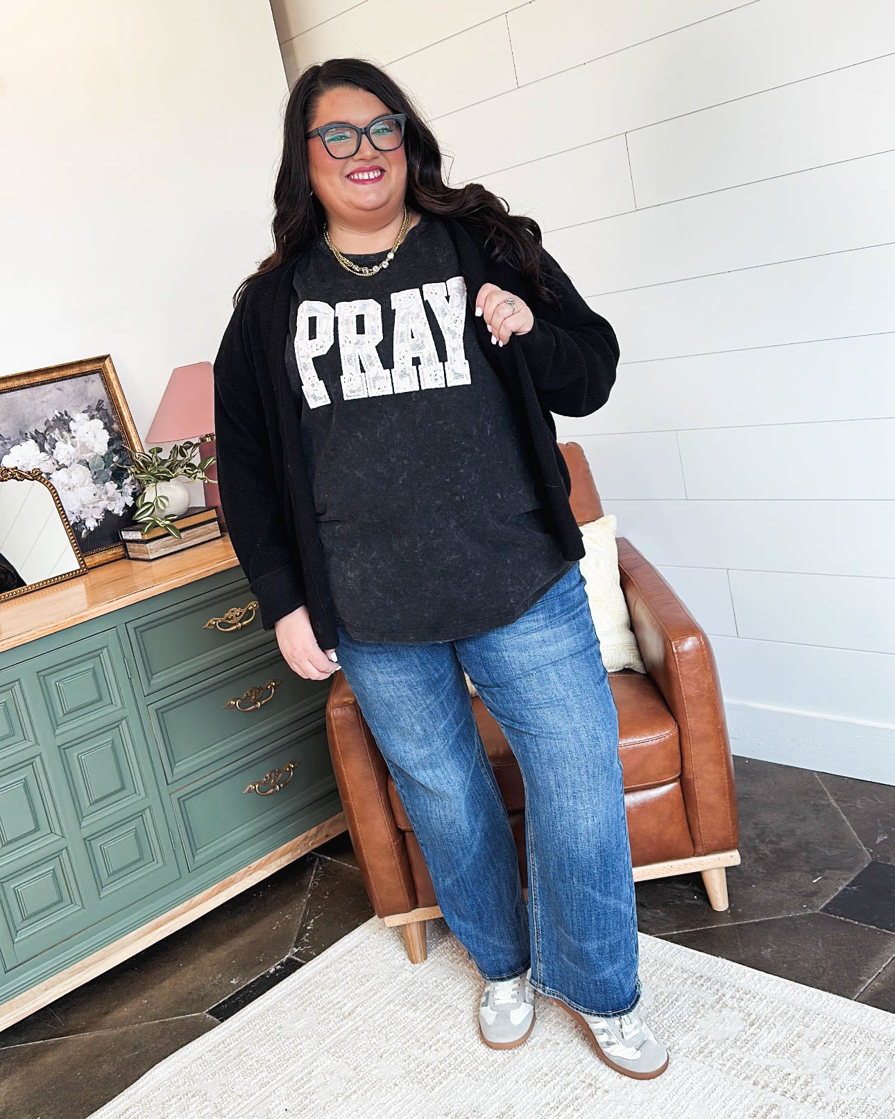 Pray Acid Washed Graphic Tee