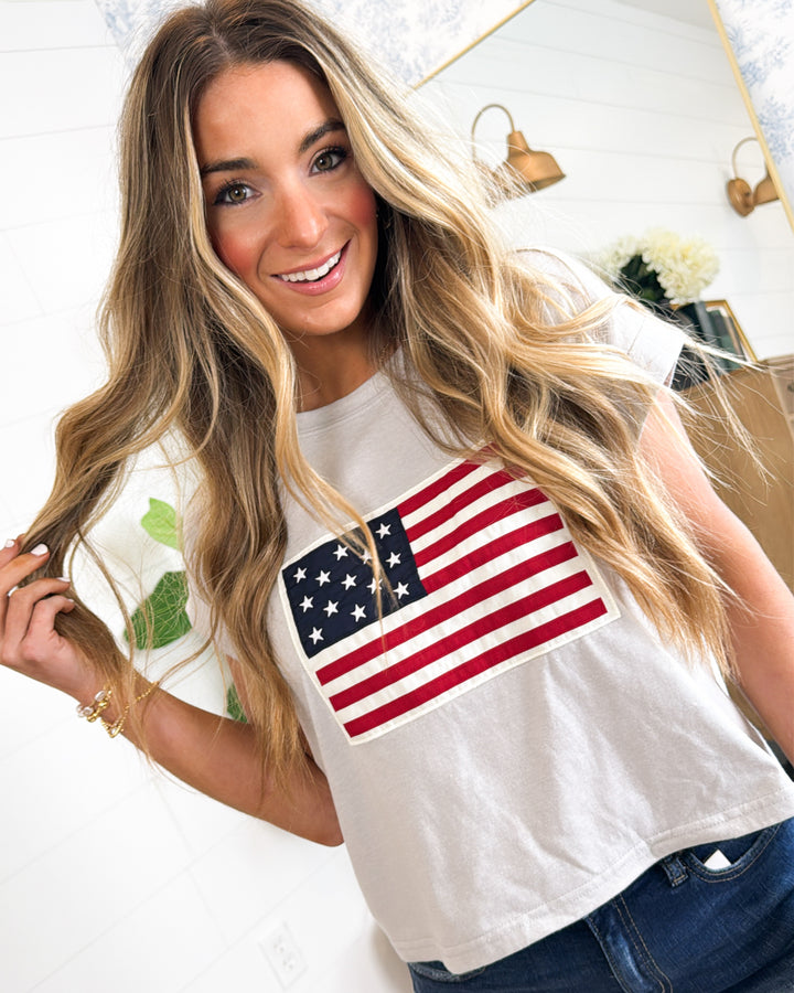 American Flag Applique Graphic Tee