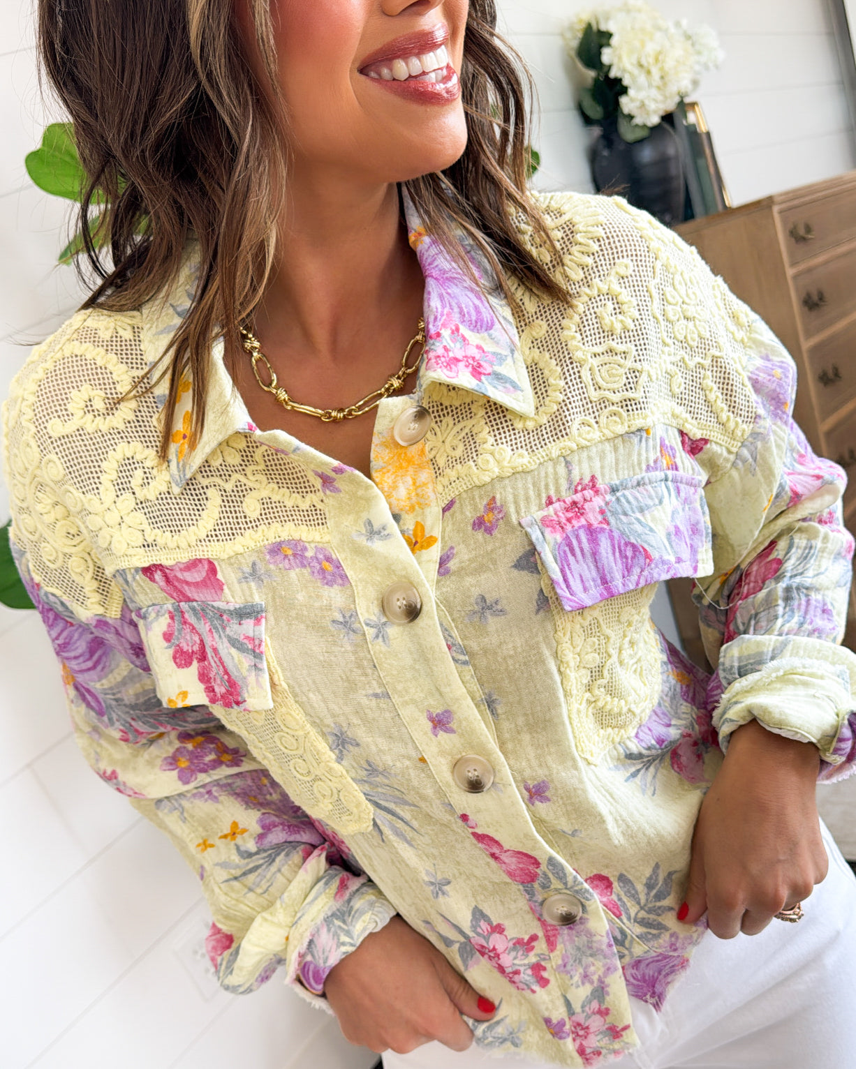 The Valencia Floral Lace Detail Shirt