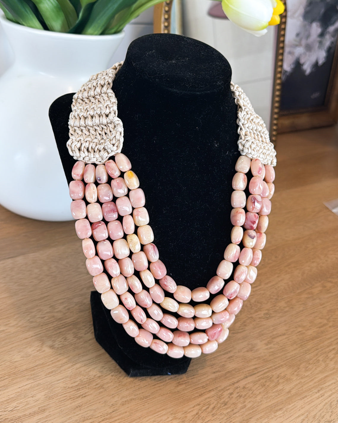 Island Escape Beaded Raffia Layered Necklace