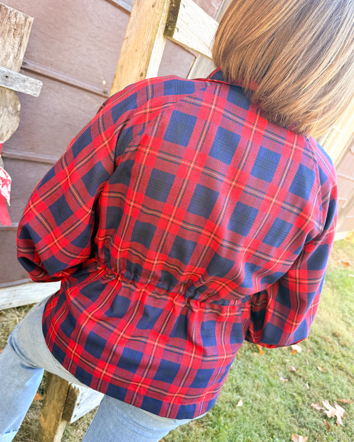 Change Of Season Plaid Drawstring Waist Jacket