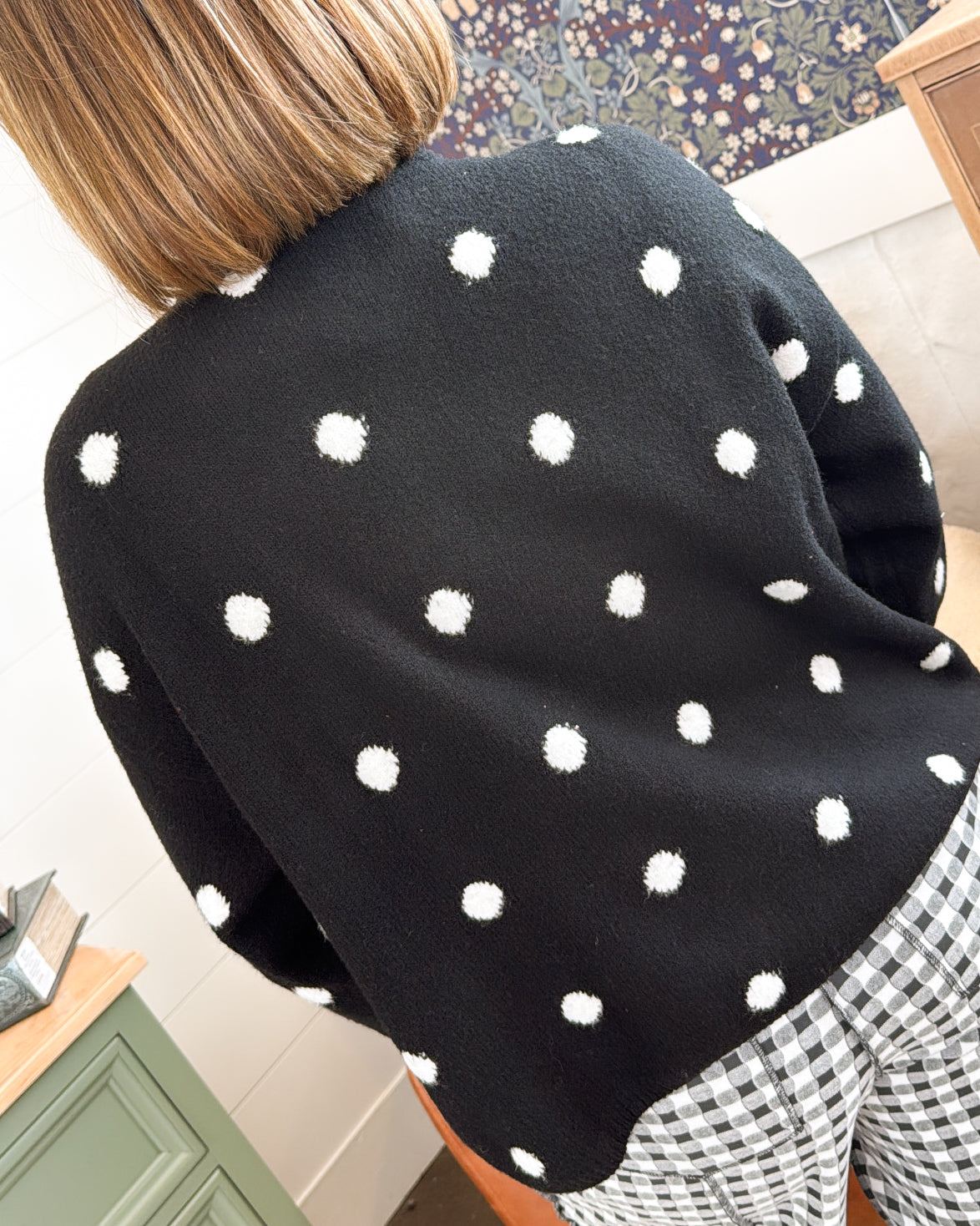 Moonlit Serenade Polka Dot Sweater Cardigan