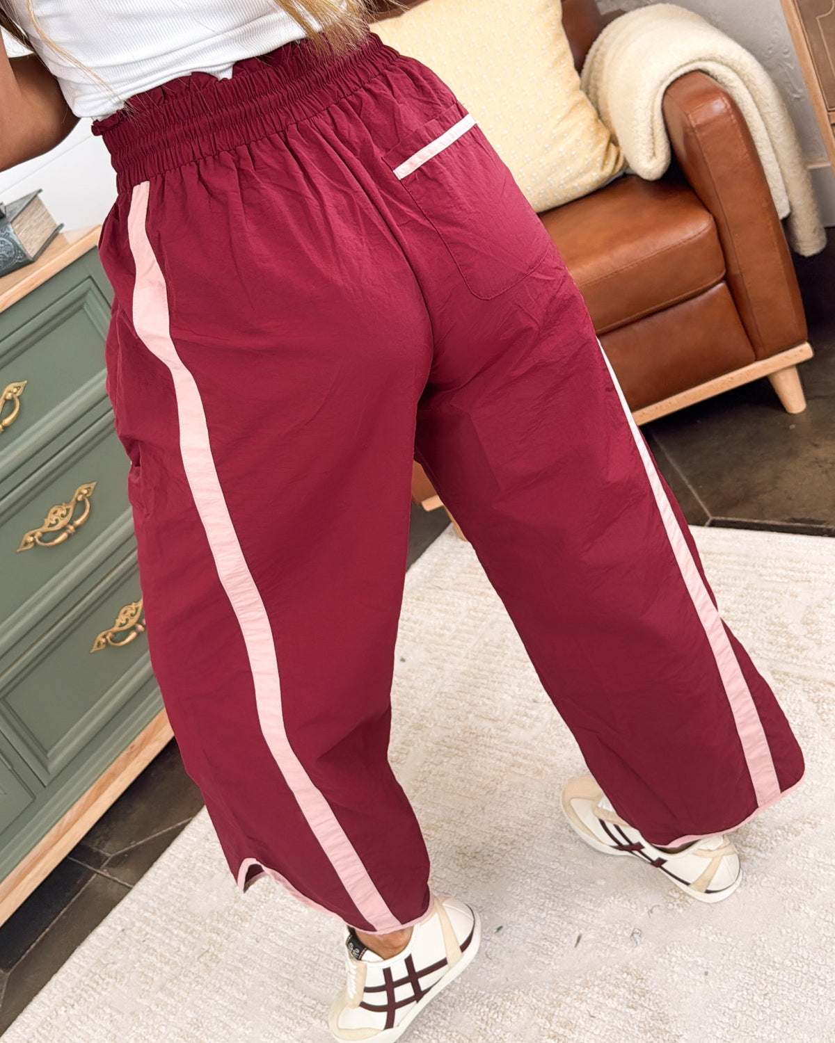 Winning Streak Sporty Striped Barrel Pants