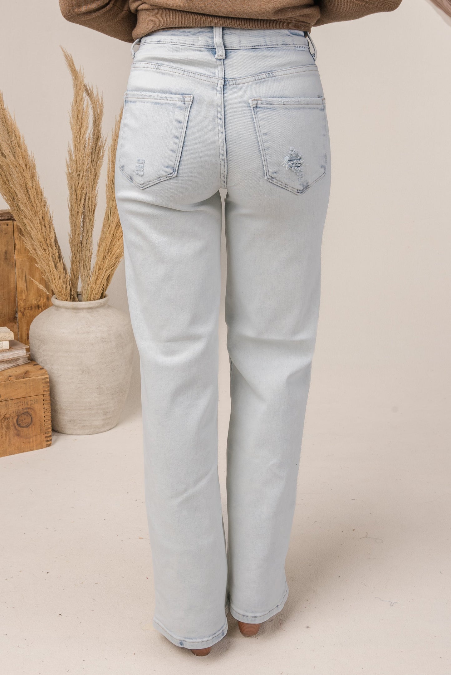 Risen Denim | Julia High Rise Acid Washed Wide Leg Jeans