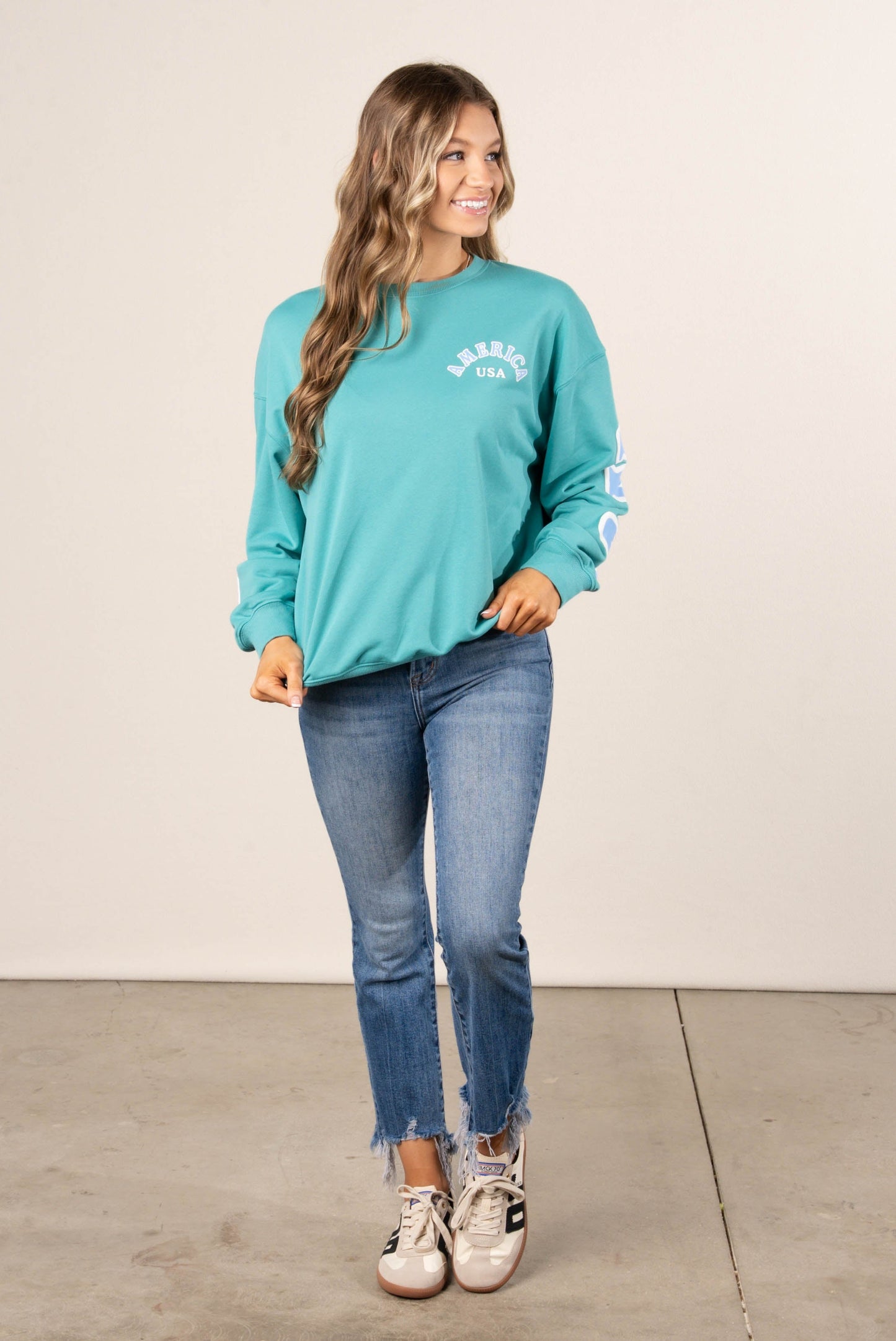 America Drop Shoulder Graphic Sweatshirt