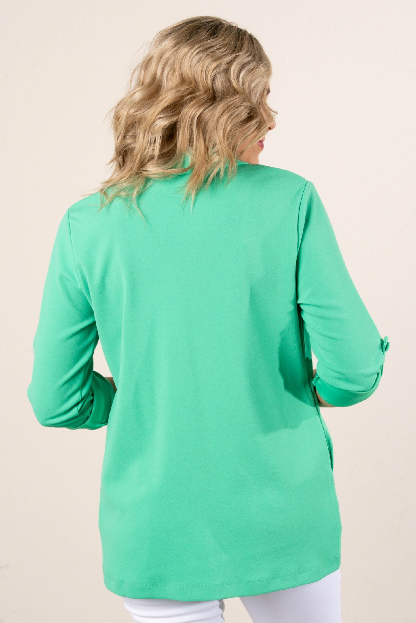 Open Front Tab Sleeve Blazer