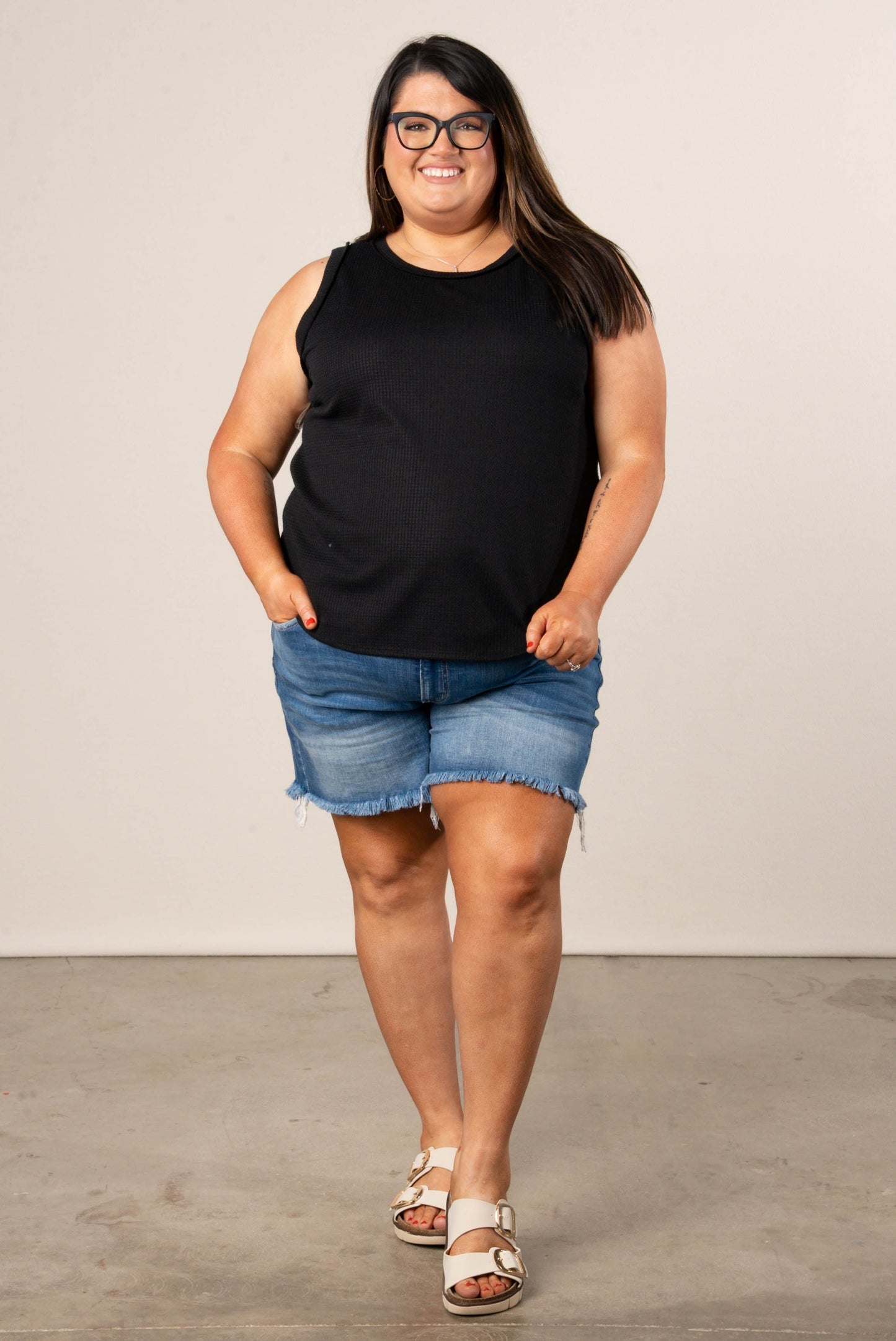 Waffle Knit Round Neck Tank *Final Sale*