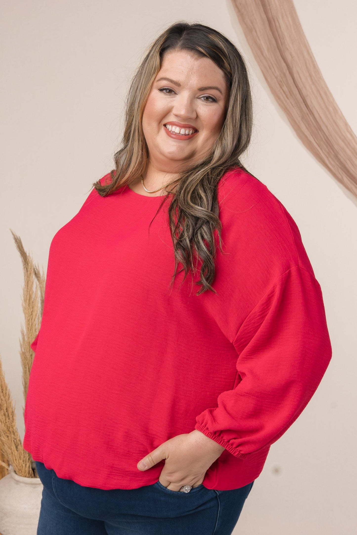 Crinkle Knit Bubble Hem Blouse *Final Sale*