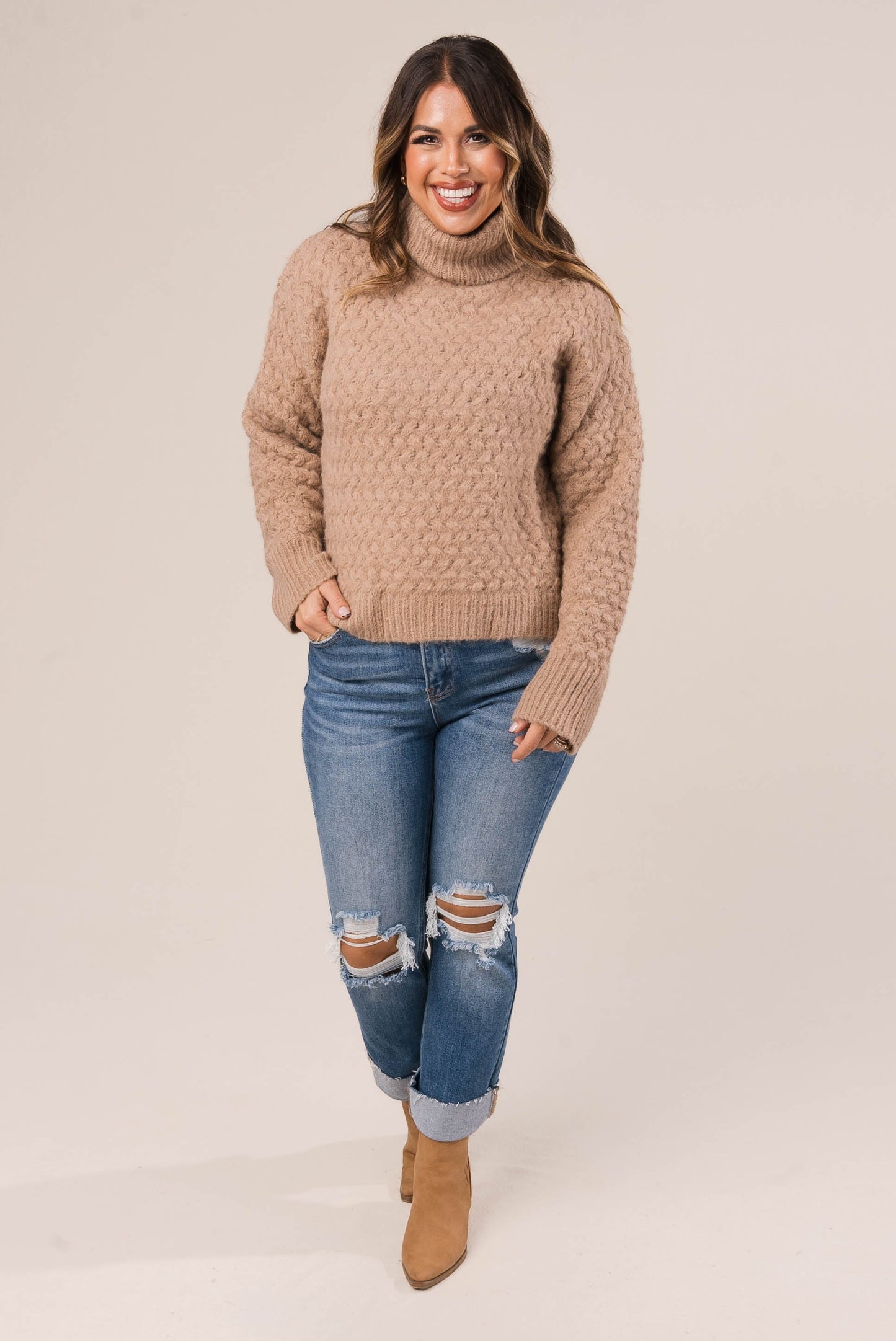 Basketweave Turtleneck Sweater *Final Sale*