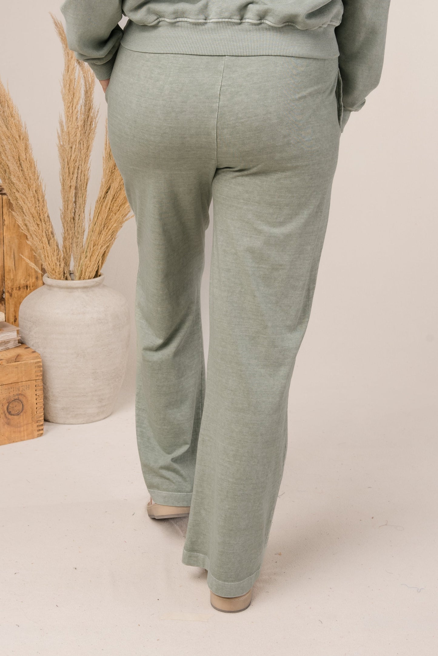 Washed Organic Cotton Wide Leg Pants