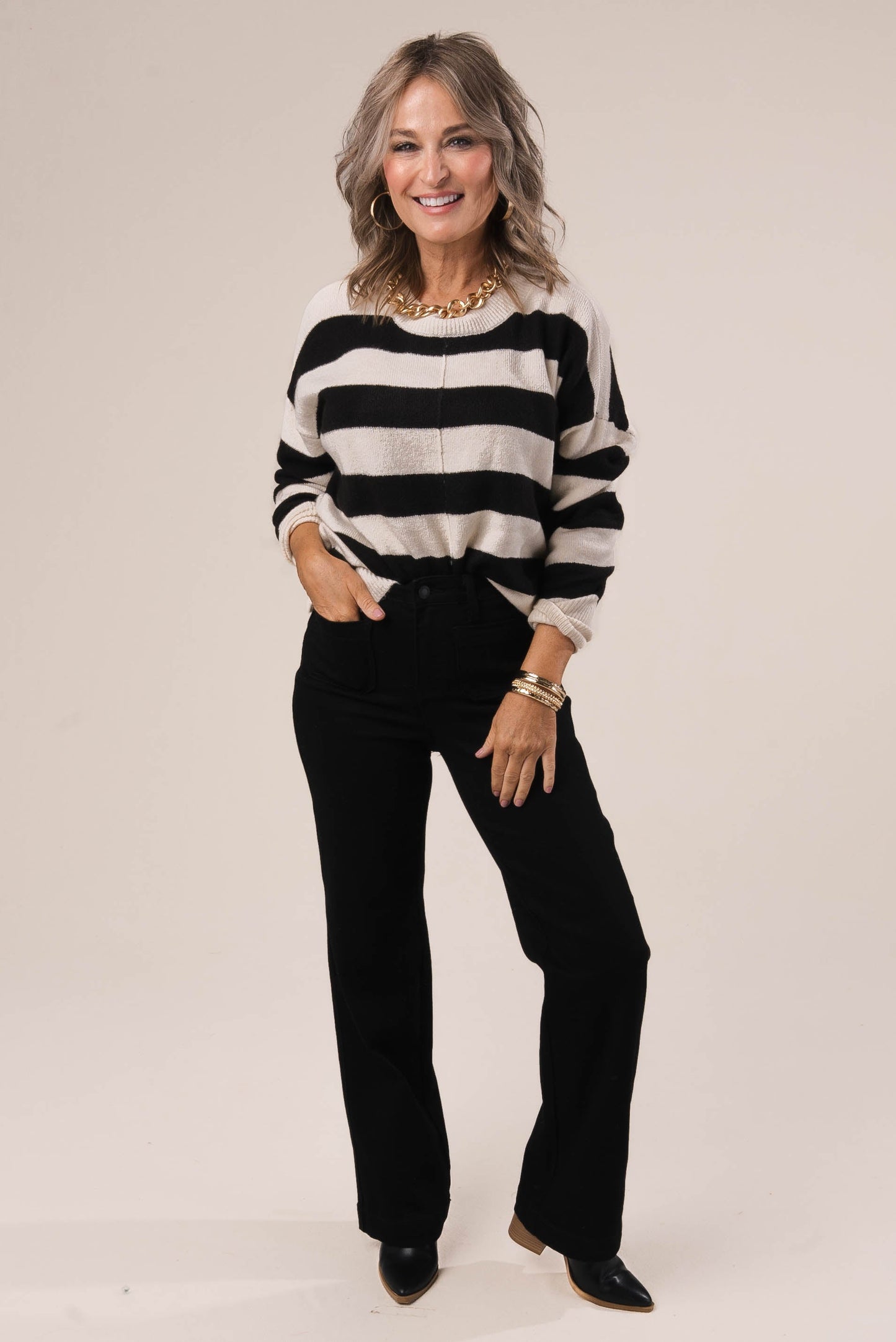 Striped Front Seam Sweater