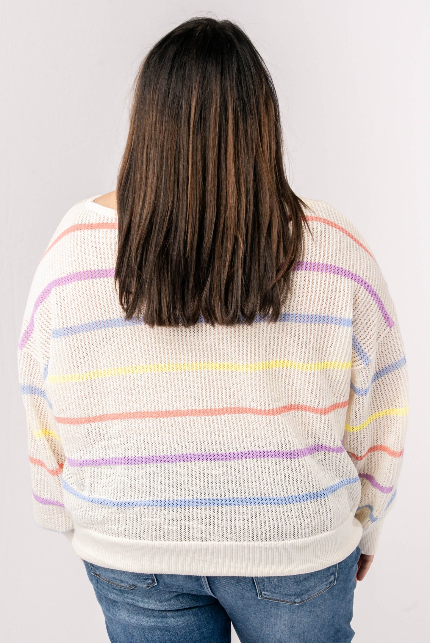 Oversized Striped Open Knit Top