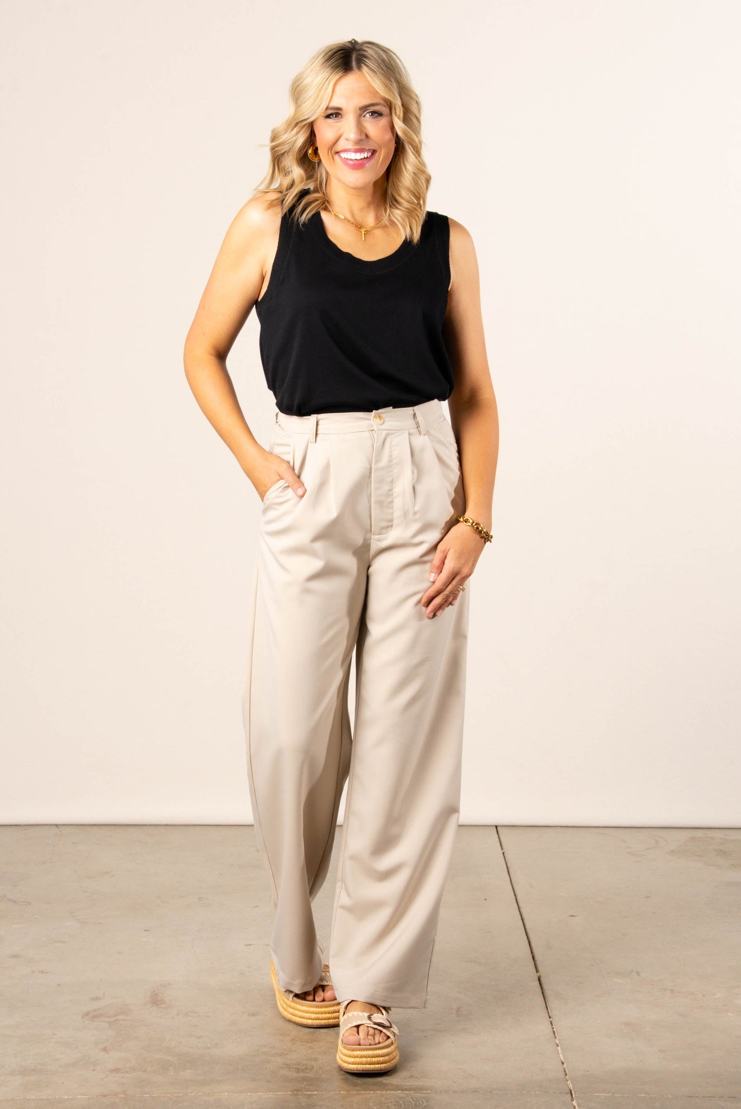 Twill Wide Leg Pants