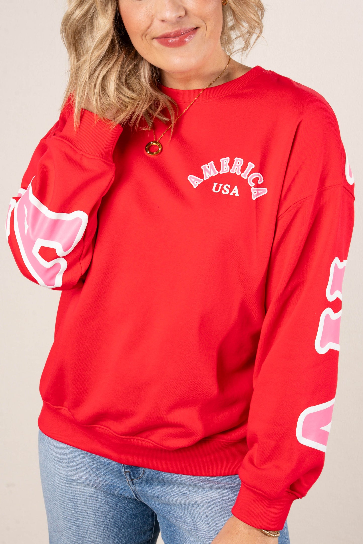 America Drop Shoulder Graphic Sweatshirt