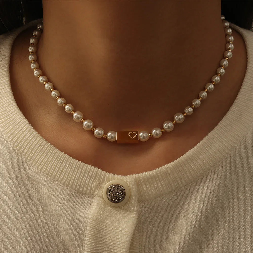 Classic Pearl Heart Necklace