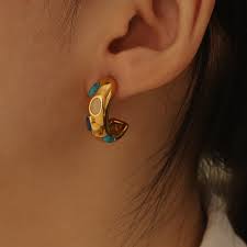 Precious Stone Hoop Earrings