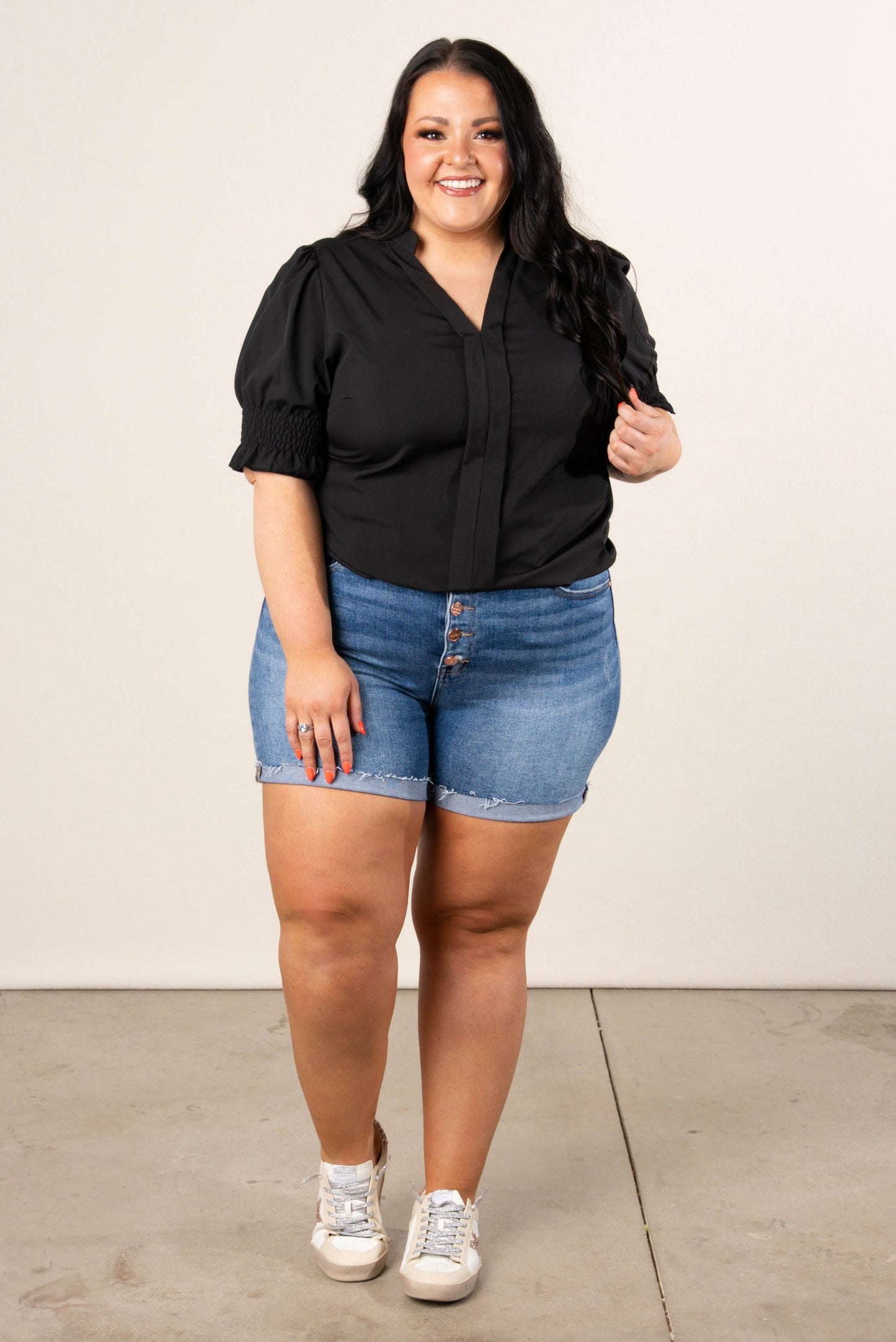 Pleat Front Smocked Sleeve Blouse *Final Sale*