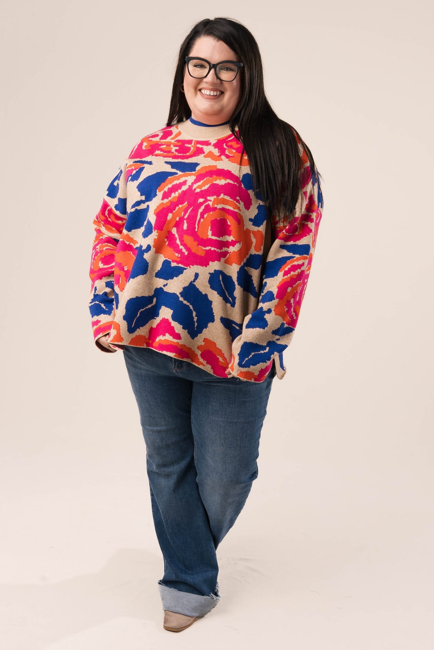 Floral Mock Neck Sweater *Final Sale*