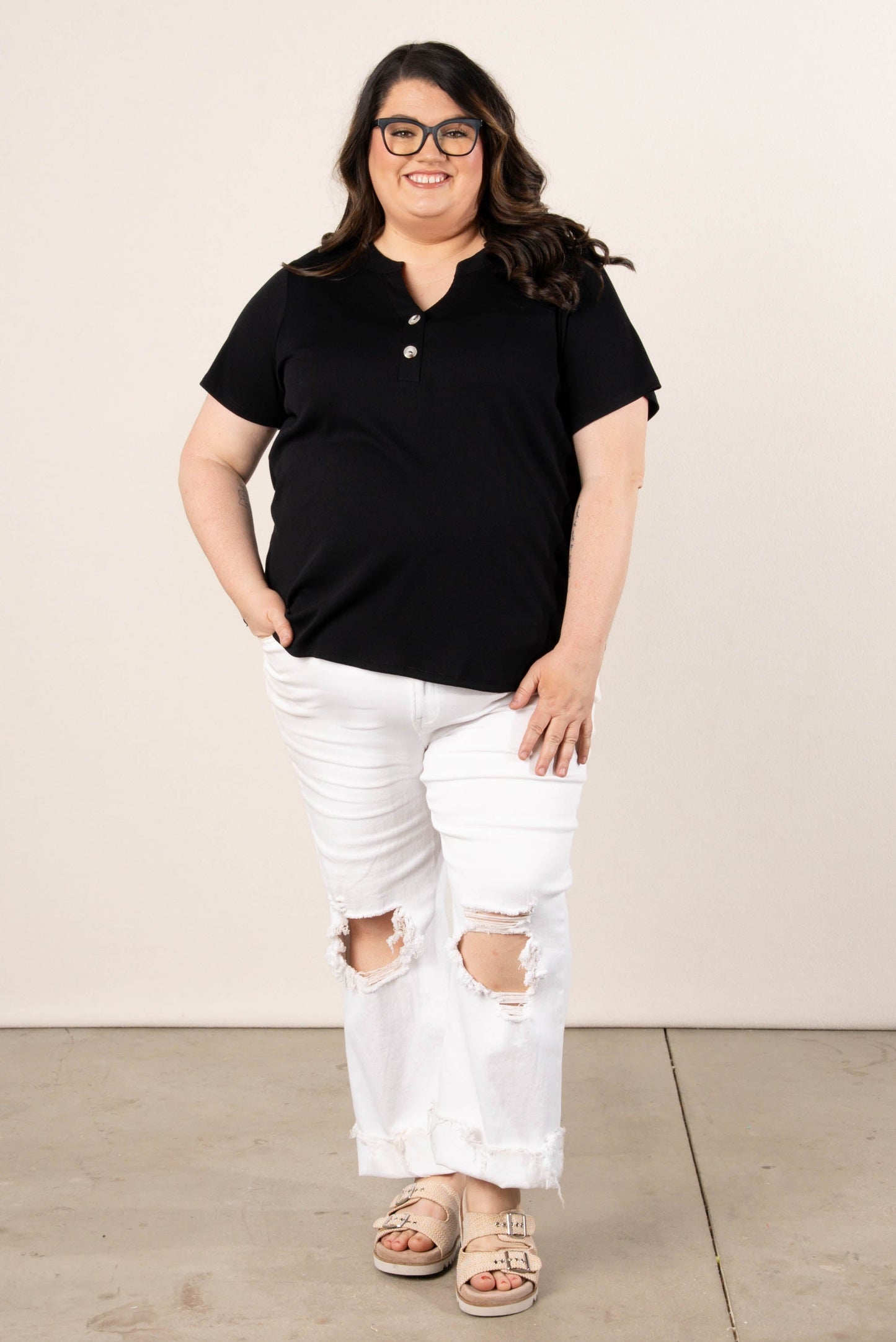 Ribbed Henley Top