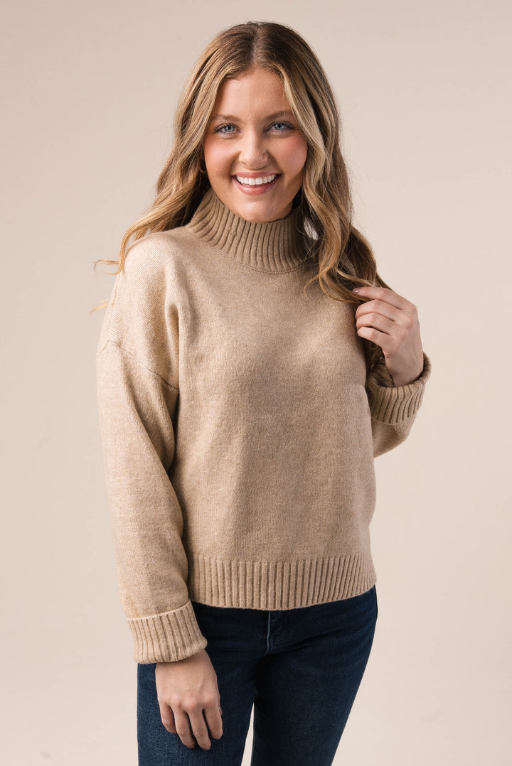 Marled Knit Mock Neck Sweater *Final Sale*