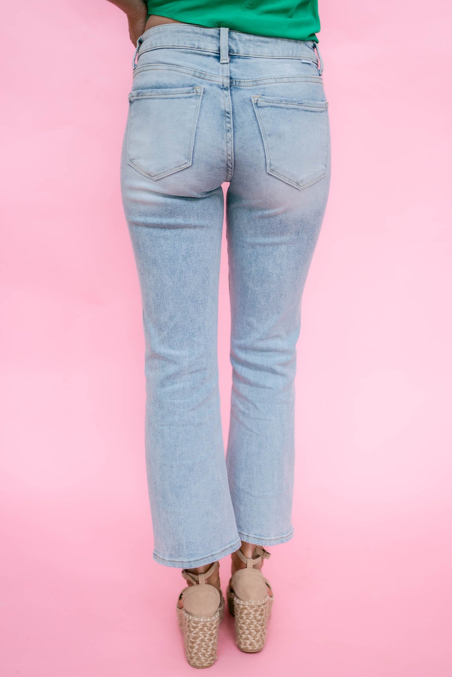 Risen Mid Rise Crop Flare Jeans