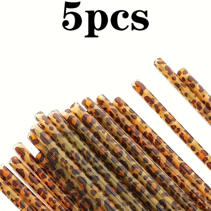 Reuseable Leopard Straws - 5 PC