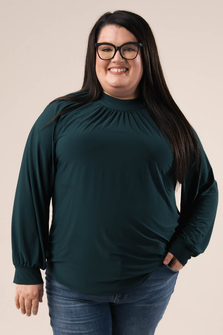 Shirred Mock Neck Top *Final Sale*