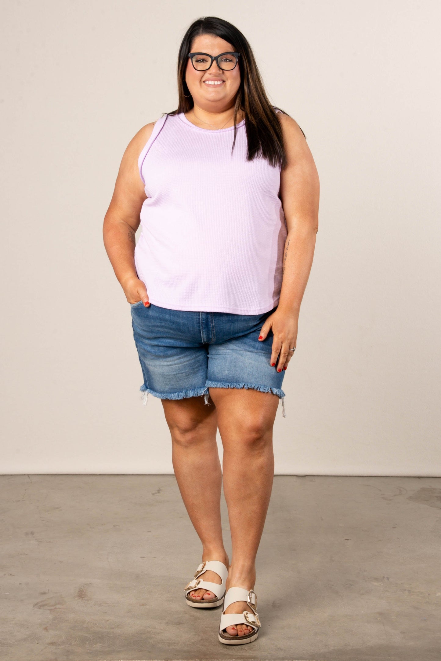 Waffle Knit Round Neck Tank *Final Sale*