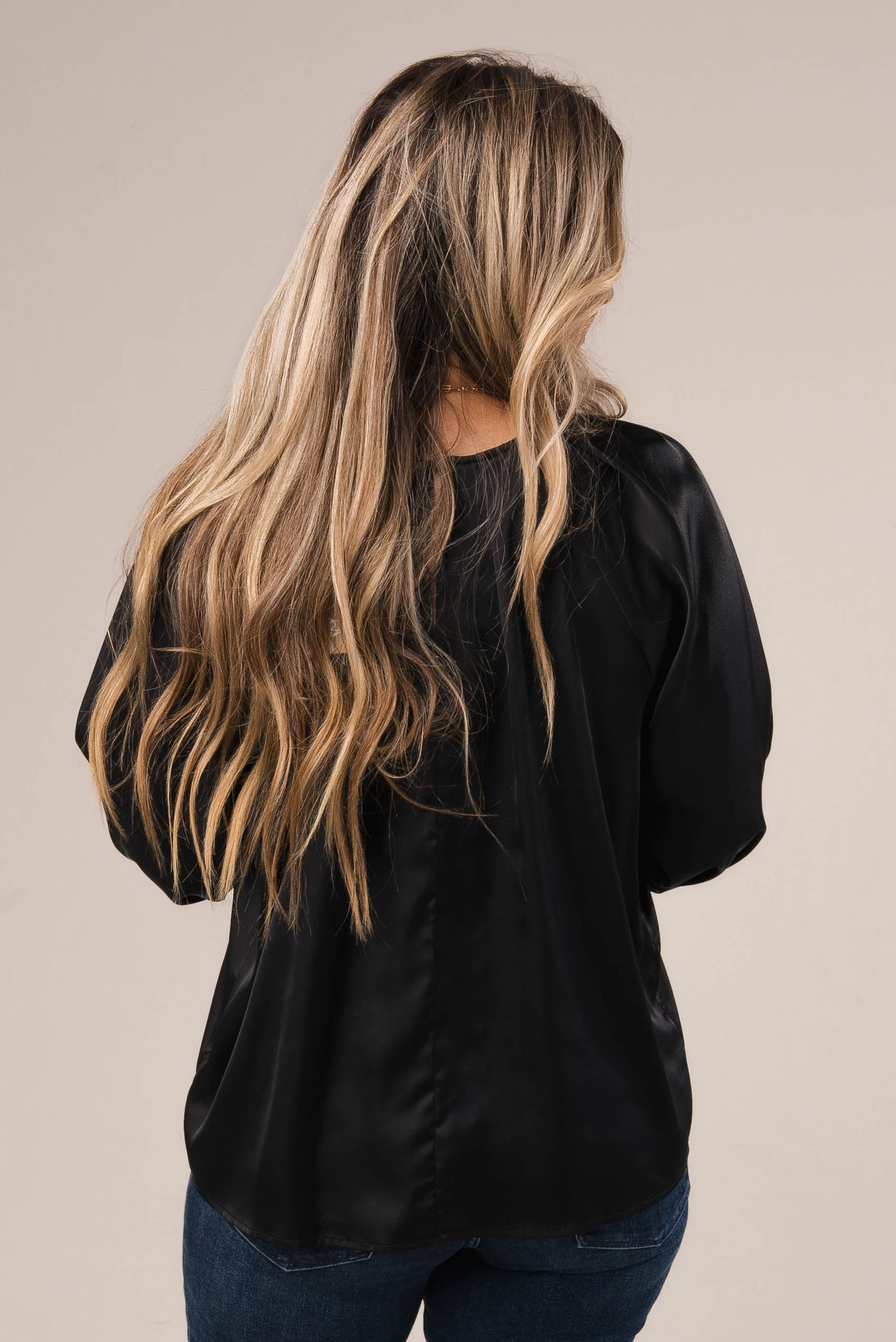 Satin Pleated Button Cuff Blouse *Final Sale*